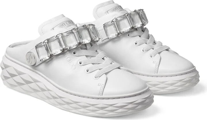 Jimmy Choo Leather Diamond Sling Sneakers - Image 5