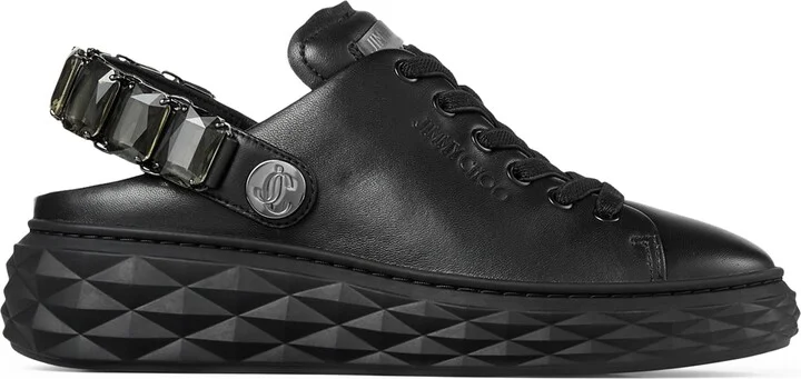 Jimmy Choo Leather Diamond Sling Sneakers