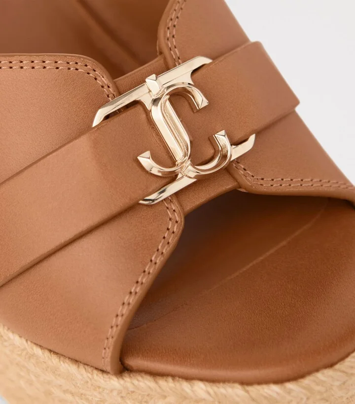 Jimmy Choo Leda 100 Leather Wedge Sandals - Image 2