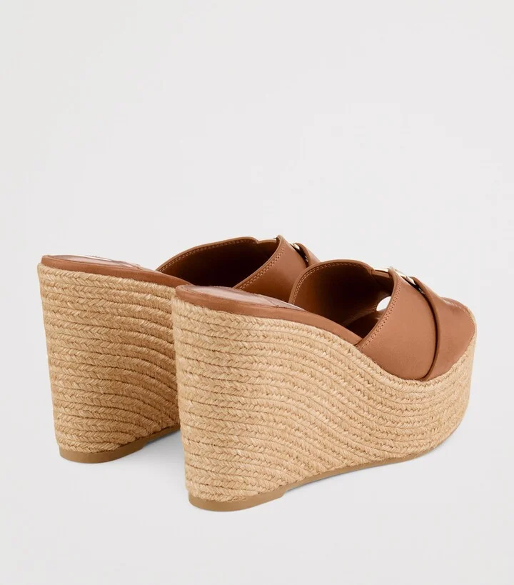 Jimmy Choo Leda 100 Leather Wedge Sandals - Image 4