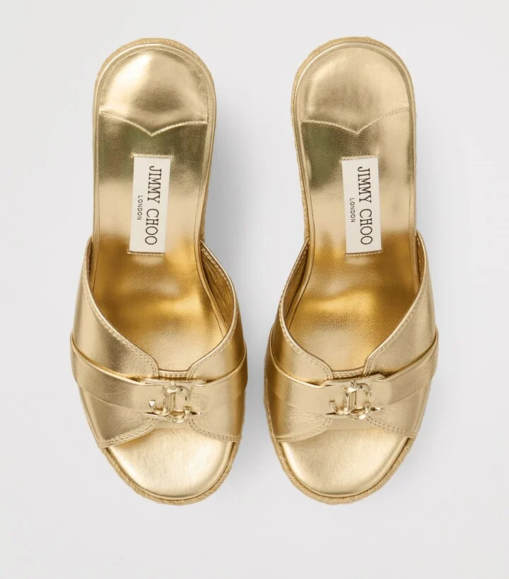 Jimmy Choo Leda 100 Leather Wedge Sandals - Image 3