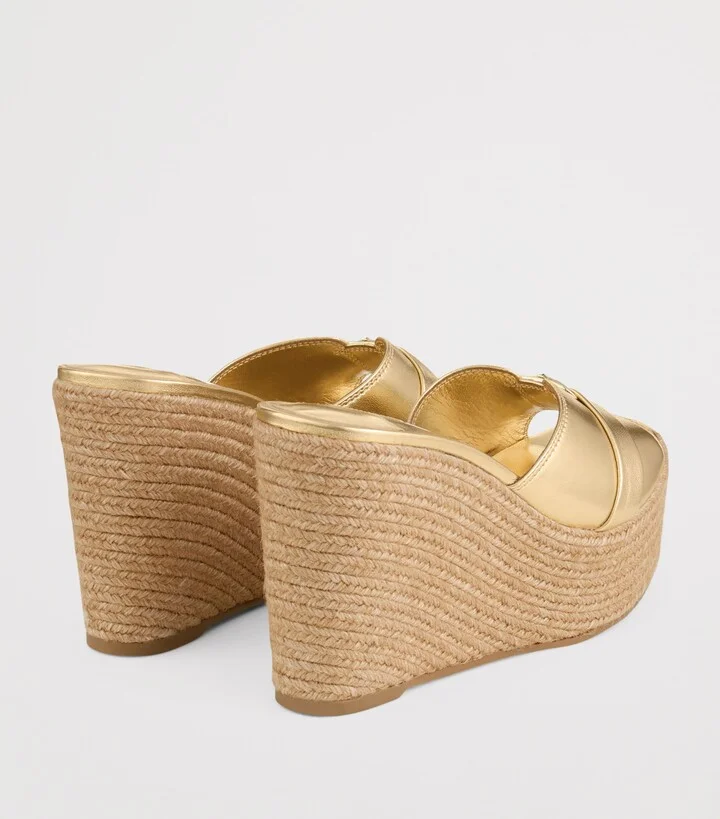 Jimmy Choo Leda 100 Leather Wedge Sandals - Image 4