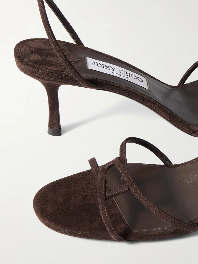 Jimmy Choo - Leo 65 Suede Sandals - Brown - Image 4