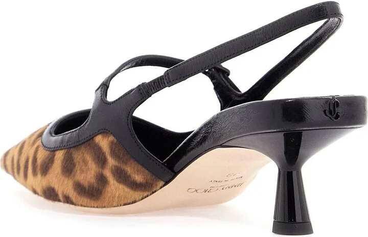 JIMMY CHOO leopard print leather pumps with 45mm heel and pointed toe - Image 2