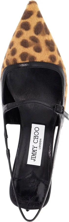 JIMMY CHOO leopard print leather pumps with 45mm heel and pointed toe - Image 3