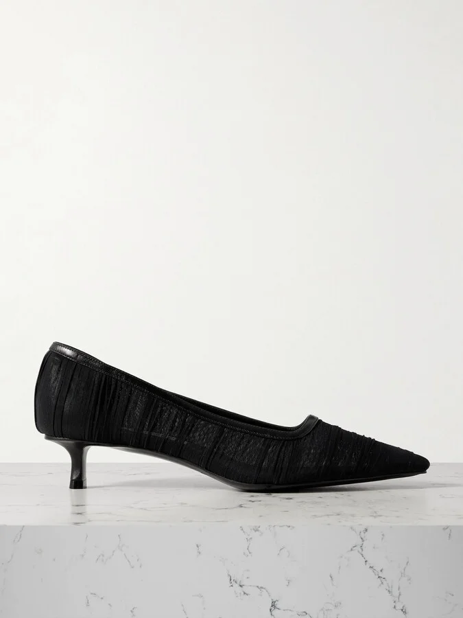 Jimmy Choo - Lotta 45 Leather-trimmed Tulle Pumps - Black