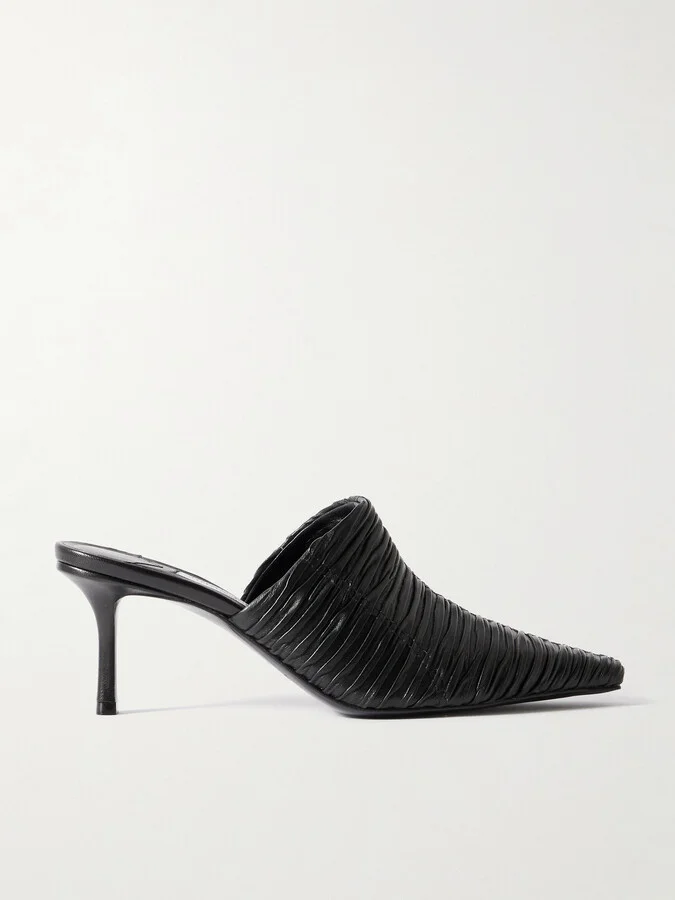 Jimmy Choo - Lotta 65 Ruched Leather Mules - Black