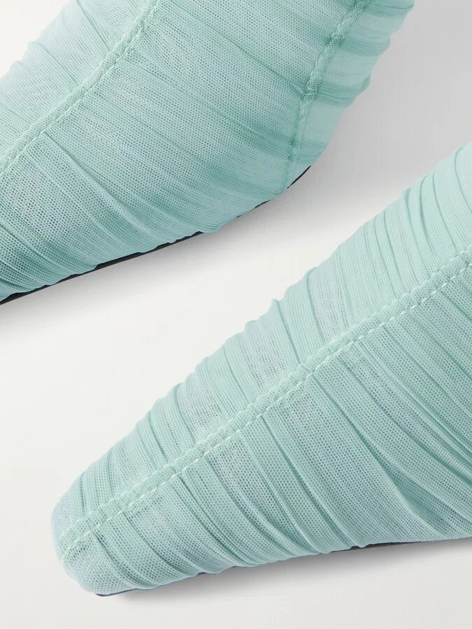 Jimmy Choo - Lotta 65 Ruched Tulle Mules - Blue - Image 4