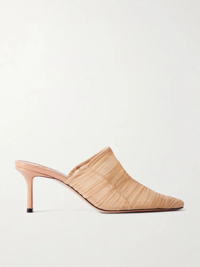 Jimmy Choo - Lotta 65 Ruched Tulle Mules - Pink