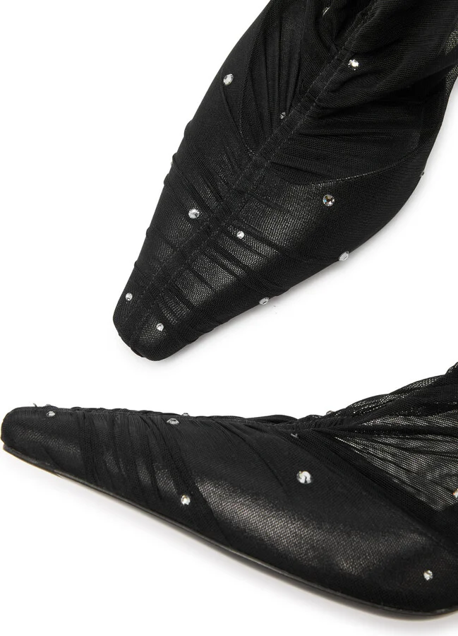 Jimmy Choo Lotta 85 Embellished Mesh Sock Boots - Image 3