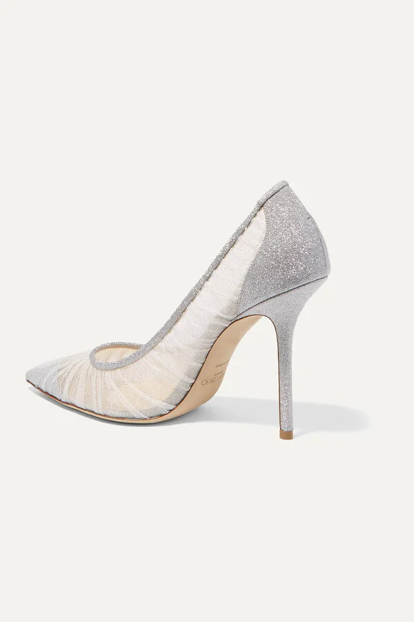 Jimmy Choo - Love 100 Glittered Tulle And Canvas Pumps - Ivory - Image 3
