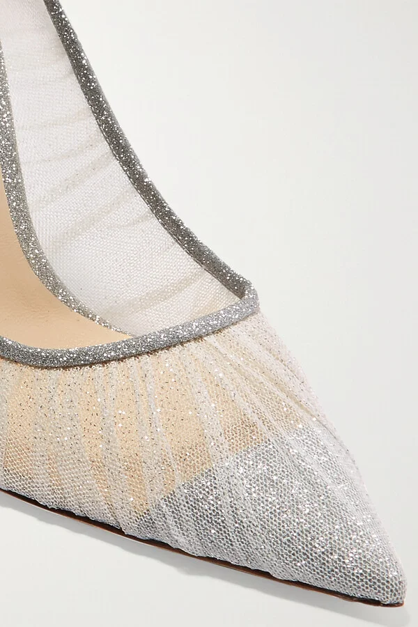 Jimmy Choo - Love 100 Glittered Tulle And Canvas Pumps - Ivory - Image 4
