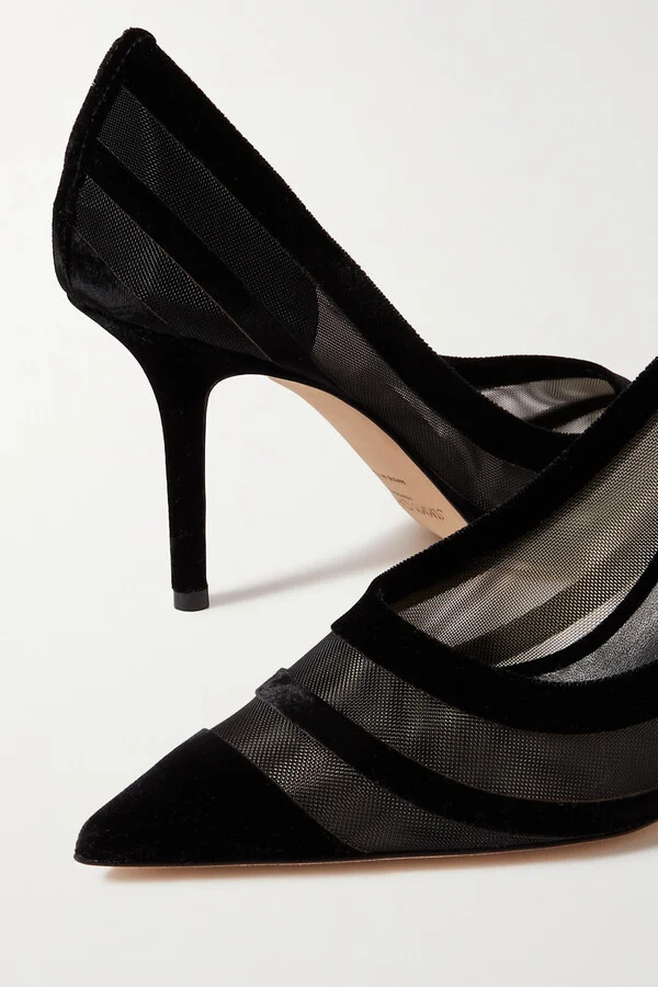 Jimmy Choo - Love 85 Flocked Mesh Pumps - Black - Image 4