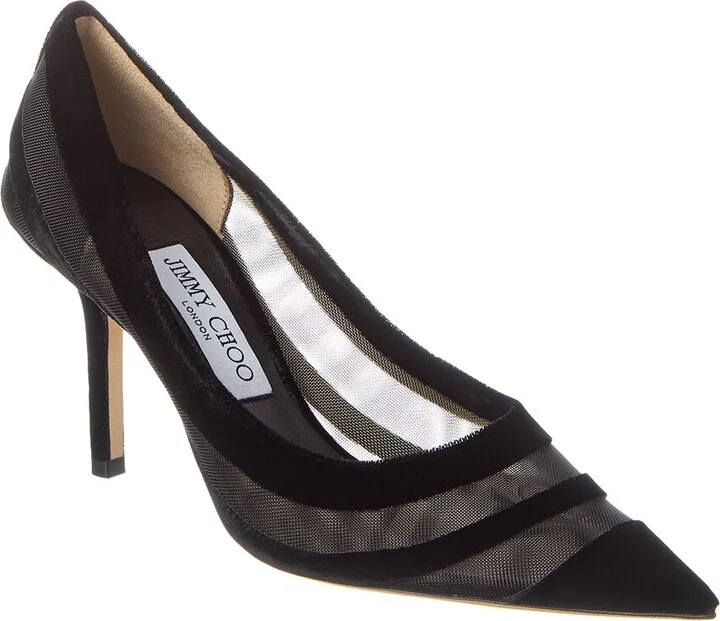 Jimmy Choo Love 85 Flocked Velvet & Mesh Pump