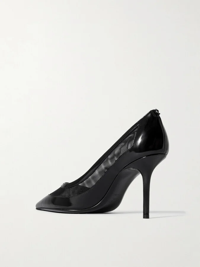 Jimmy Choo - Love 85 Mesh-trimmed Patent-leather Pumps - Black - Image 3