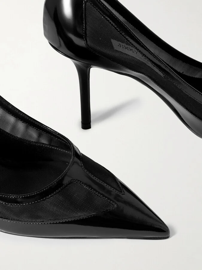 Jimmy Choo - Love 85 Mesh-trimmed Patent-leather Pumps - Black - Image 4