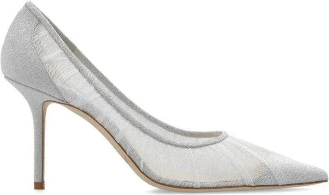 Jimmy Choo Love 85 Pointed-Toe Glitter Pumps