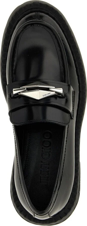 Jimmy Choo 'Marlow' Black Shiny Leather Loafers - Image 4