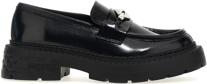 Jimmy Choo 'Marlow' Black Shiny Leather Loafers