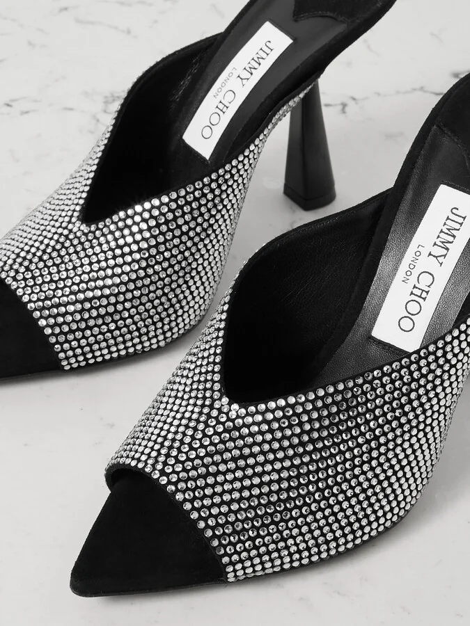 Jimmy Choo - Maryanne Crystal-embellished Suede Pumps - Black - Image 4