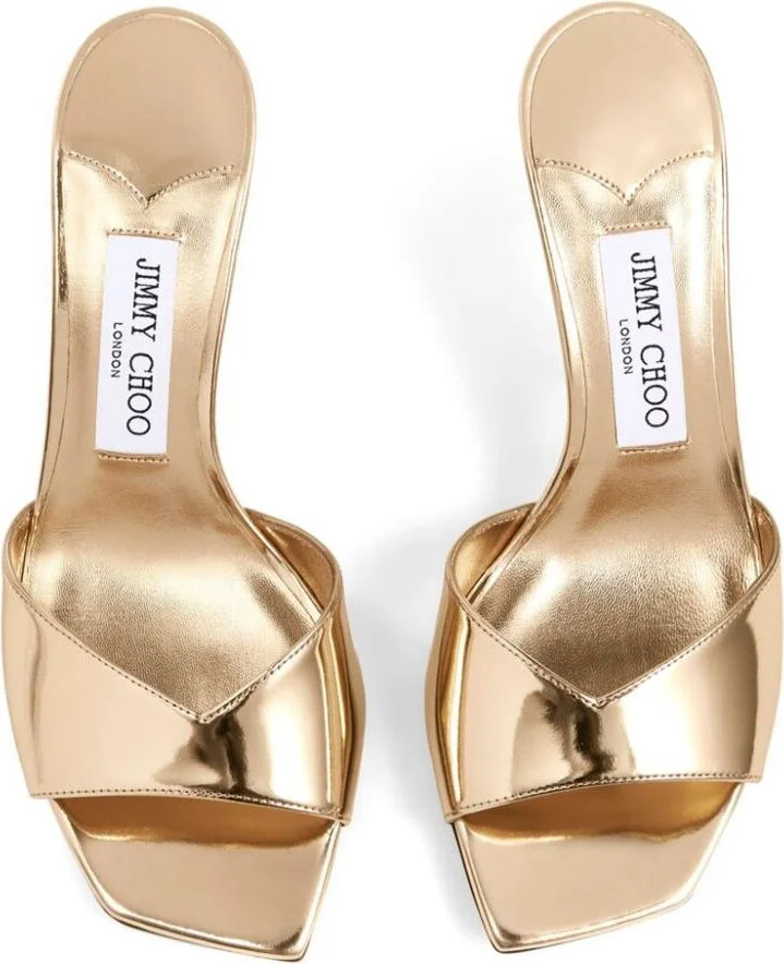 Jimmy Choo Metallic Leather Sky 70 Sandals Shoes - Image 4