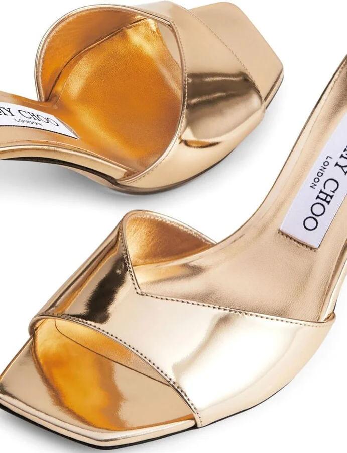 Jimmy Choo Metallic Leather Sky 70 Sandals Shoes - Image 5