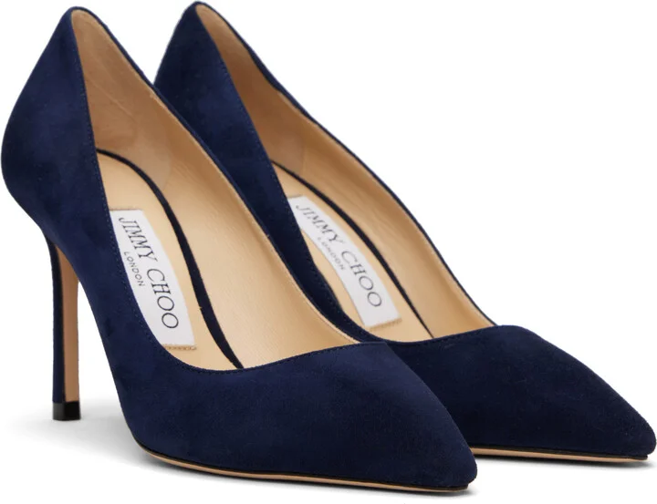 Jimmy Choo Navy Romy 85 Heels - Image 4