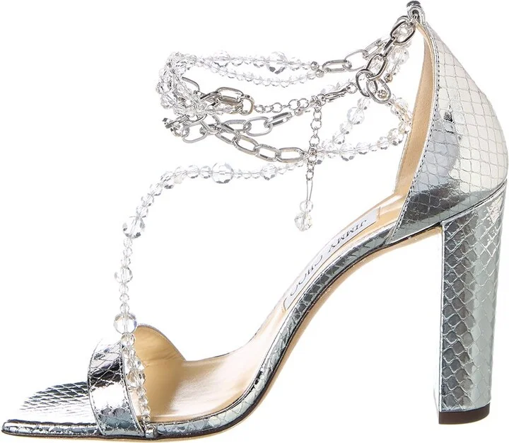 Jimmy Choo Neena 100 Embossed Leather Sandal - Image 2