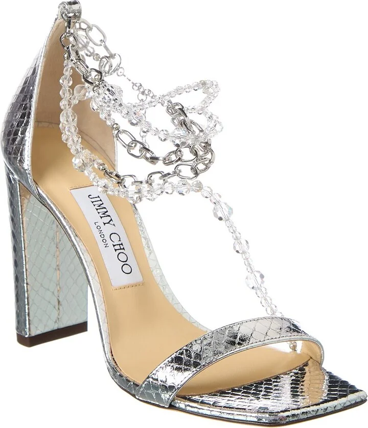 Jimmy Choo Neena 100 Embossed Leather Sandal