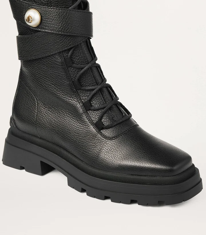 Jimmy Choo Noemi 45 Leather Biker Boots - Image 3