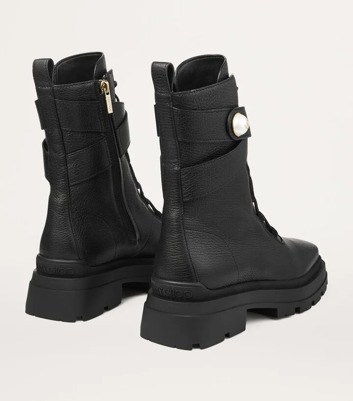 Jimmy Choo Noemi 45 Leather Biker Boots - Image 4