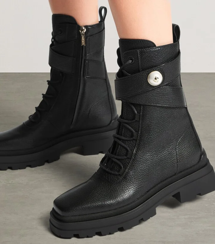 Jimmy Choo Noemi 45 Leather Biker Boots - Image 5