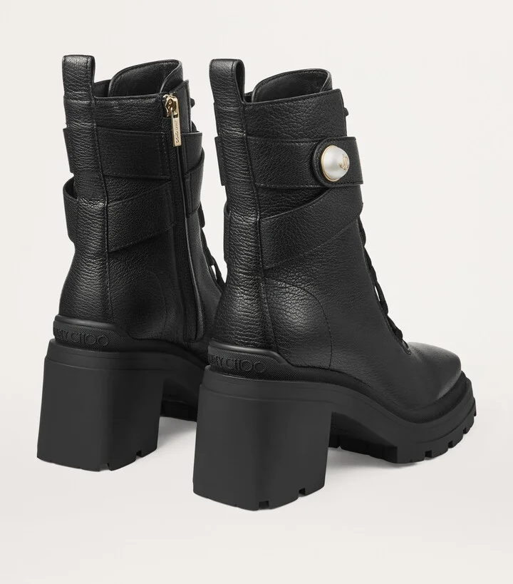 Jimmy Choo Noemi 80 Leather Biker Boots - Image 4