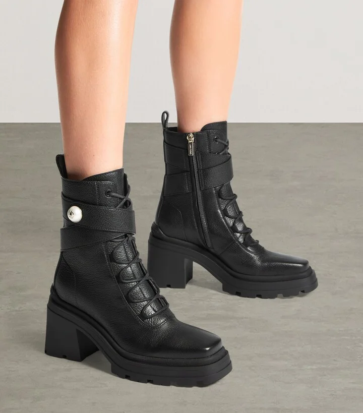 Jimmy Choo Noemi 80 Leather Biker Boots - Image 5