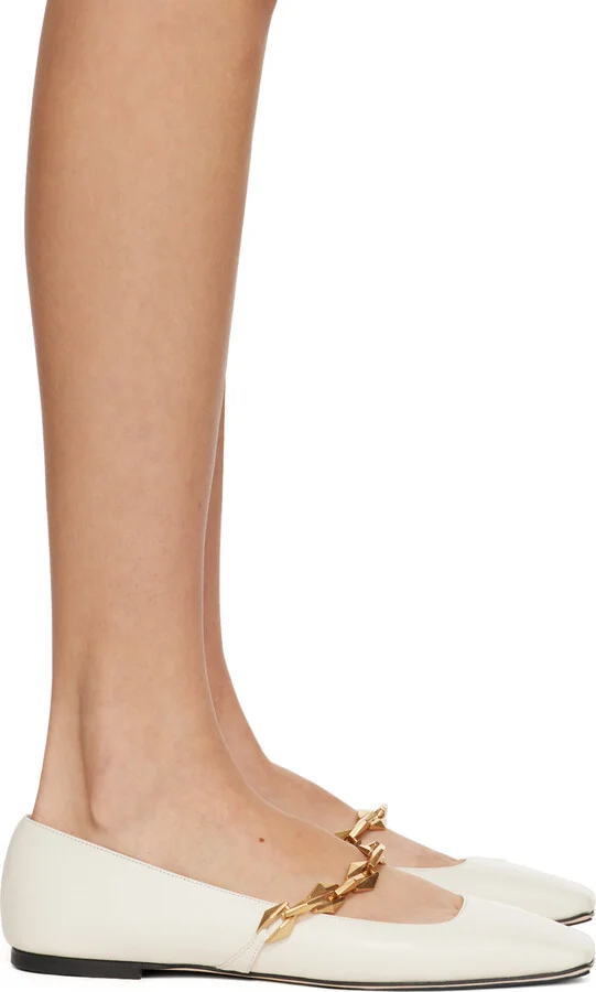 Jimmy Choo Off-White Diamond Tilda Ballerina Flats