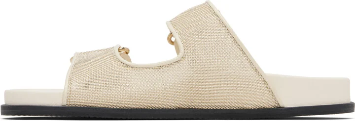 Jimmy Choo Off-White & Gold Fayence Sandals - Image 3