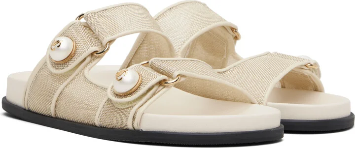 Jimmy Choo Off-White & Gold Fayence Sandals - Image 4