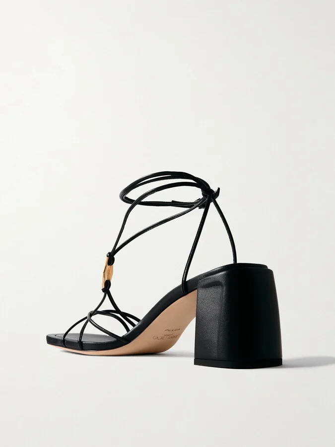 Jimmy Choo - Onyxia 70 Embellished Leather Sandals - Black - Image 3