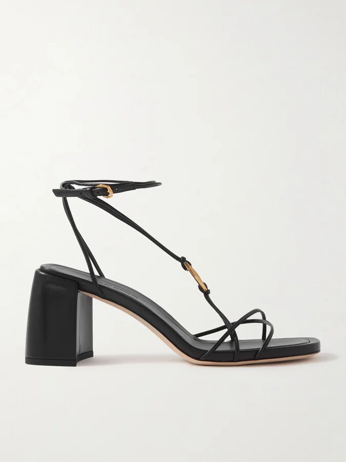 Jimmy Choo - Onyxia 70 Embellished Leather Sandals - Black