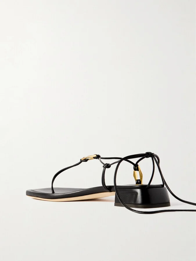 Jimmy Choo - Onyxia Embellished Leather Sandals - Black - Image 3