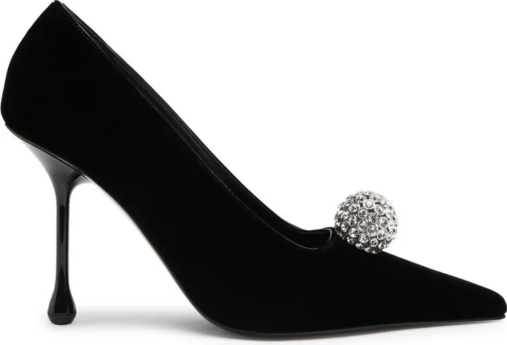 Jimmy Choo Orb 100 Crystal-embellished Velvet Pumps