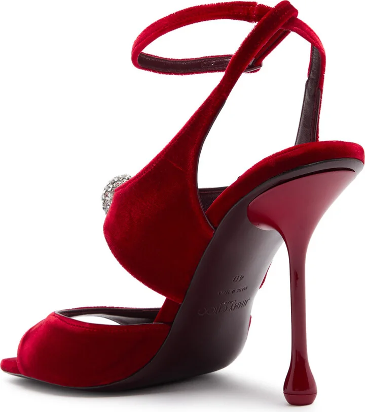 Jimmy Choo Orb 95 Cut-out Velvet Sandals - Image 2