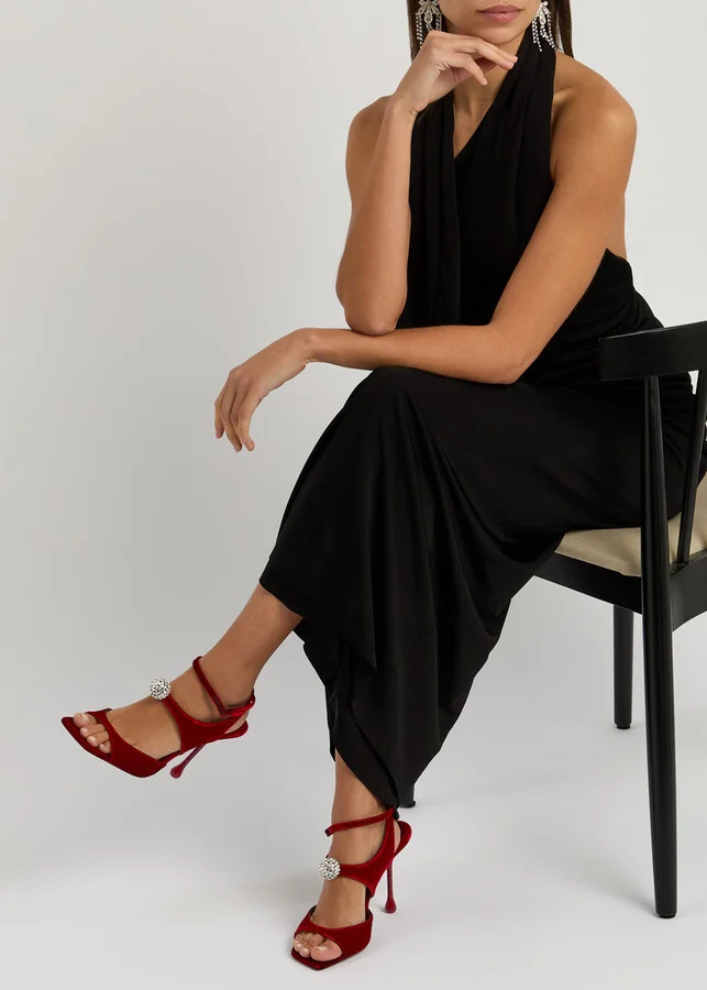 Jimmy Choo Orb 95 Cut-out Velvet Sandals - Image 5