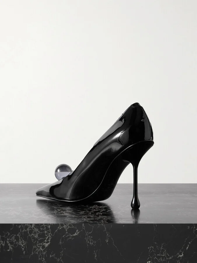 Jimmy Choo - Orb 95 Embellished Patent-leather Pumps - Black - Image 3