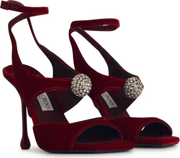 Jimmy Choo 'Orb' Red Velvet Sandals - Image 2