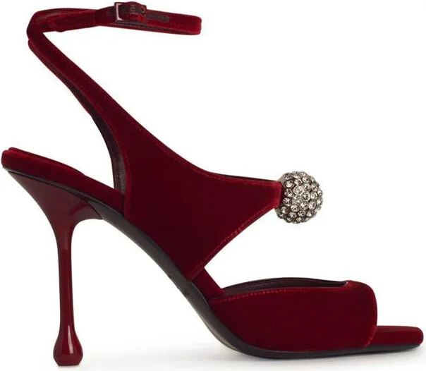 Jimmy Choo 'Orb' Red Velvet Sandals