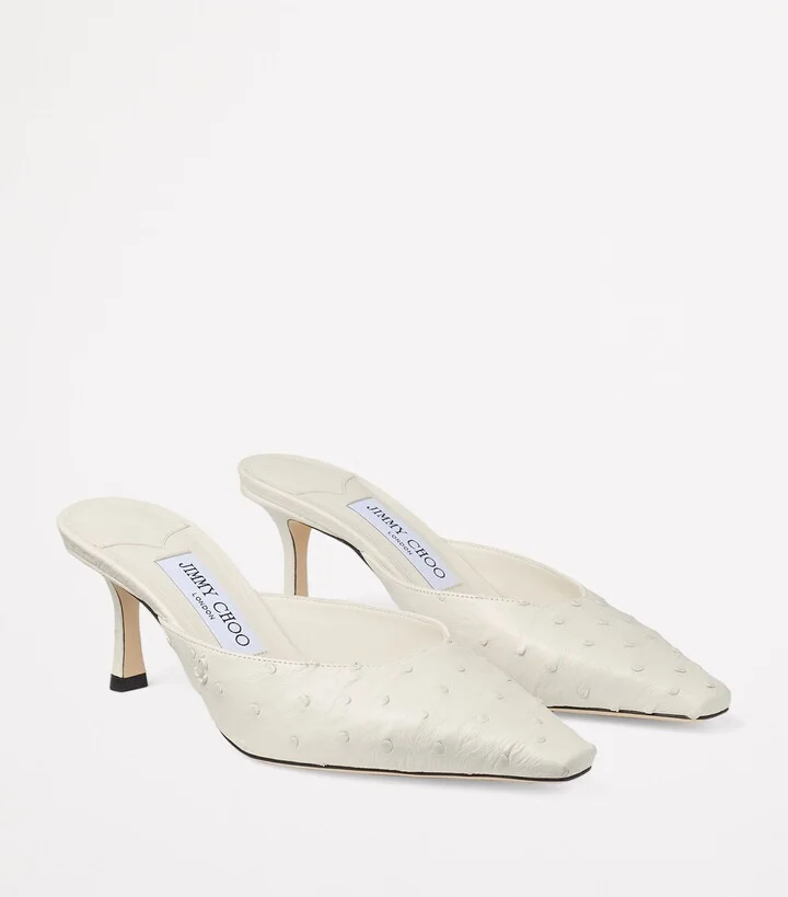 Jimmy Choo Ostrich Leather Vivi 65 Mules - Image 3