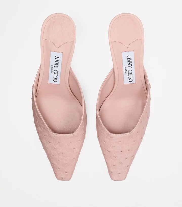 Jimmy Choo Ostrich Leather Vivi 65 Mules - Image 2