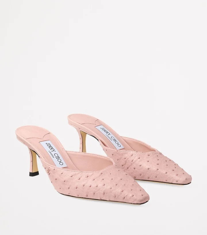 Jimmy Choo Ostrich Leather Vivi 65 Mules - Image 3