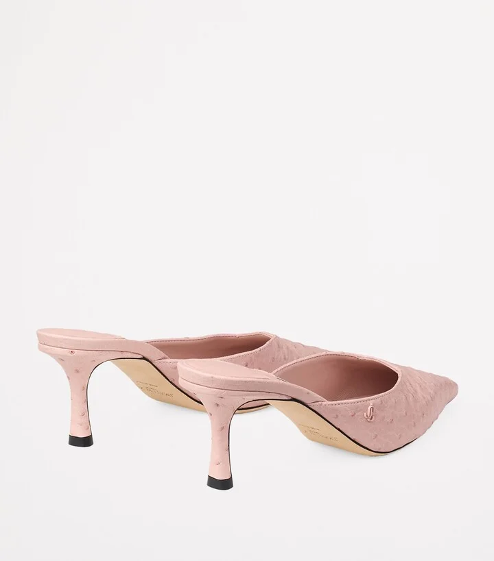Jimmy Choo Ostrich Leather Vivi 65 Mules - Image 5